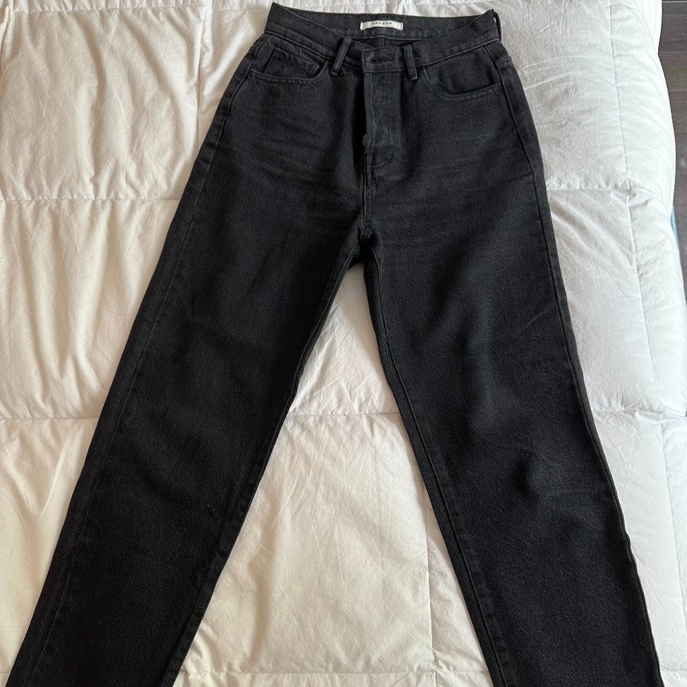 Black High Rise Straight Leg Jeans